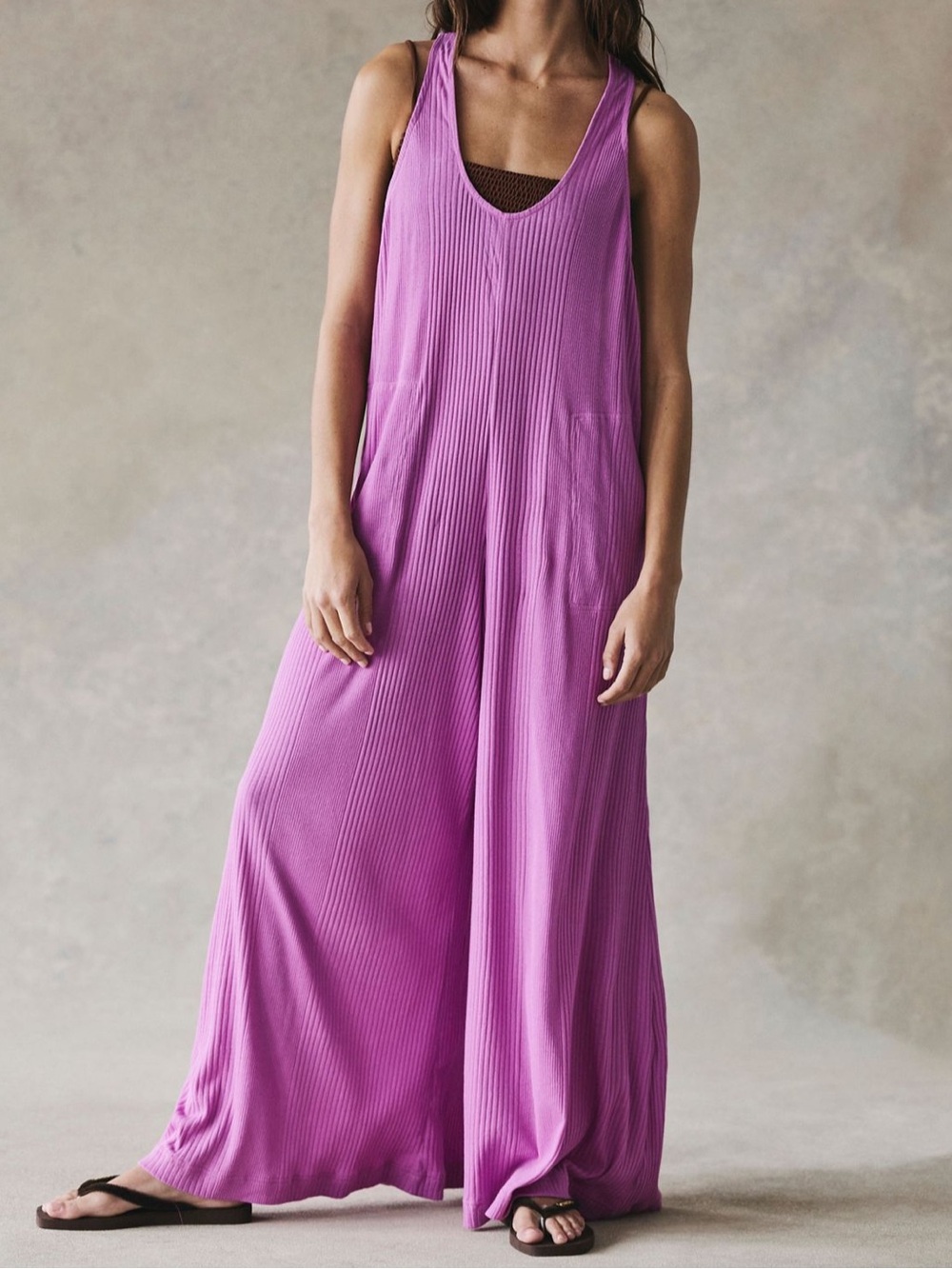 Free people ladies Zena one piece jumpsuit size large wisteria